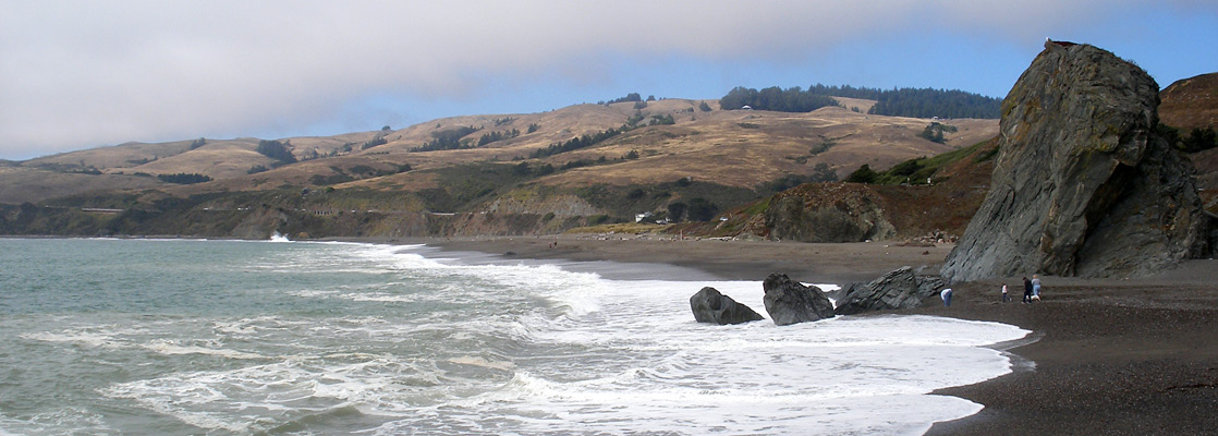Coastal mist and blue sky over Goat Rock Beach, south of the Russian River