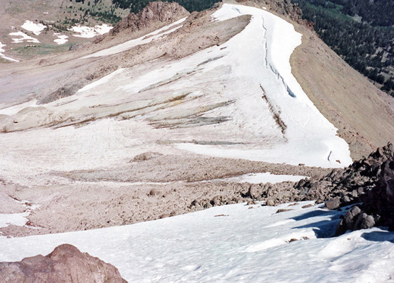 Snowy ridge below Lassen Peak