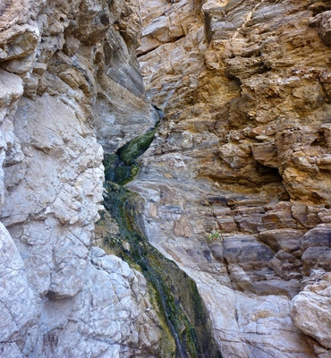 Waterfall and slot in the middle of Monarch Canyon