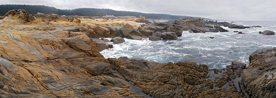 Undulating, wave-carved sandstone along the Pacific Coast