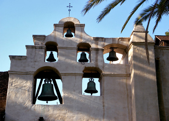 Six-bell wall of Mission San Gabriel Arcángel