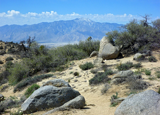 Granite boulders beside the trail