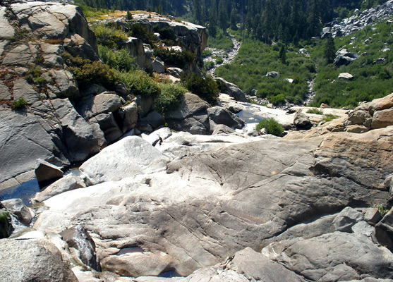 Above the final stage of the Tokopah Falls cascades
