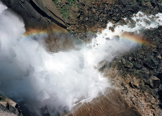 Transient rainbow at the base of Nevada Fall