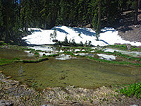 Snow beside a pool