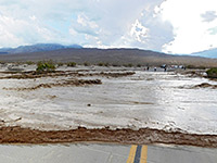 Flood on the road to the crater