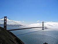 Clearing fog above the Golden Gate Bridge