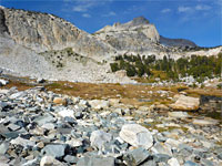 Boulders by a meadow