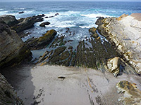 Cliff-bound beach