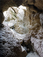 Inside a cave