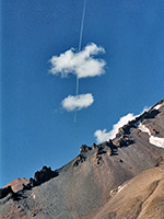 Clouds above a jagged ridge