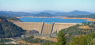 Wide view of Shasta Dam