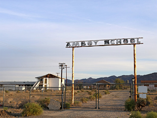 Gates to Amboy School, closed in 1999