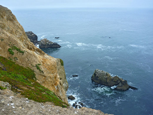 Steep slopes, 200 feet above the ocean