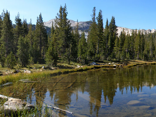 Edge of Elizabeth Lake; view towards Johnson Peak