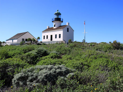 Bushes and flowers below Old Point Loma Lighthouse