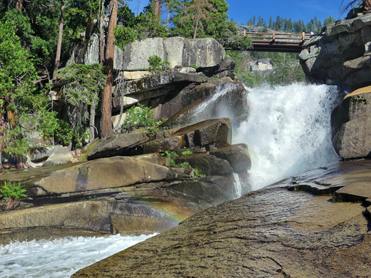 Footbridge above a cascade on the Merced River