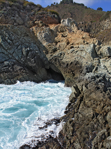 Whitewater below the cliffs of Partington Cove