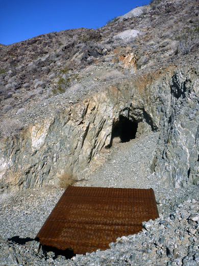 Adit and iron grille at Silver Bell Mine