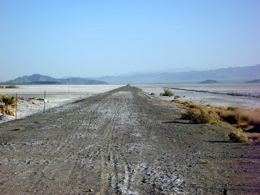 Old railroad across Soda Lake