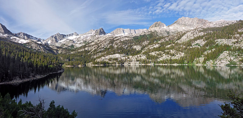 Blue water in South Lake, near the trailhead