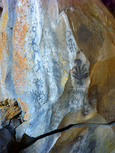 Pictographs on a boulder