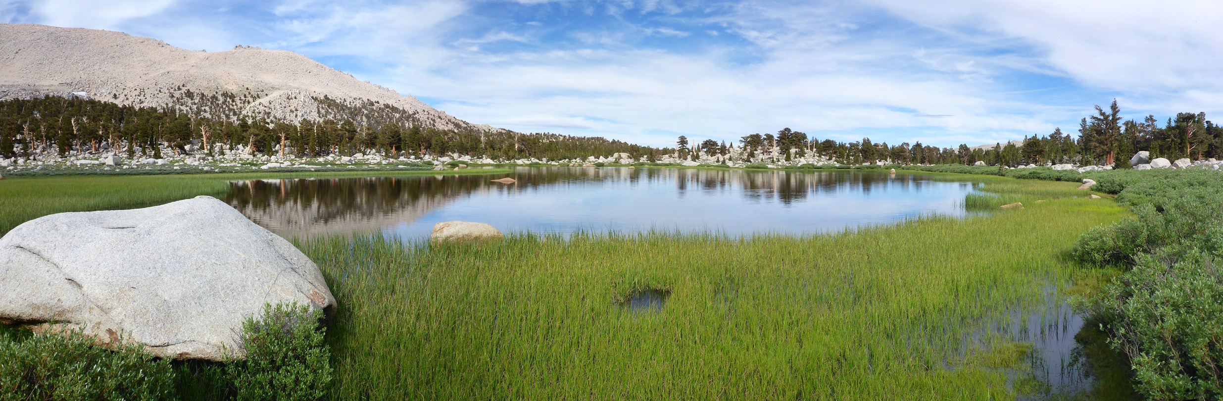 Grass-lined pond
