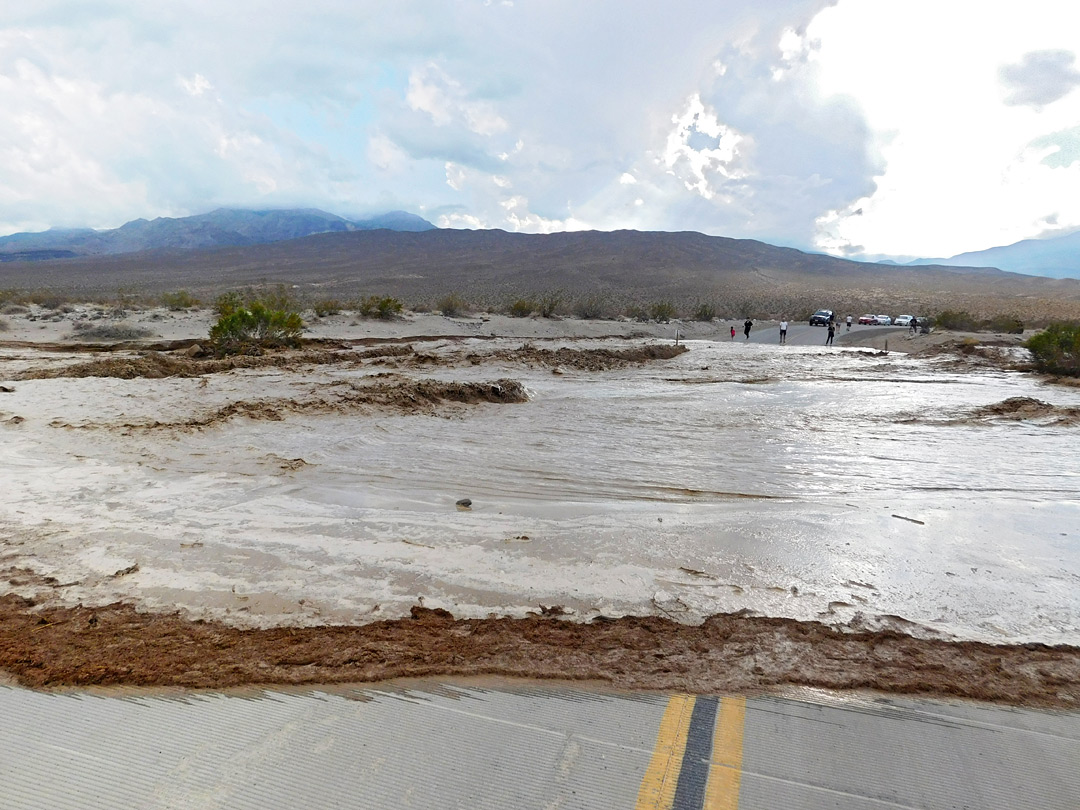 Flood on the road to the crater