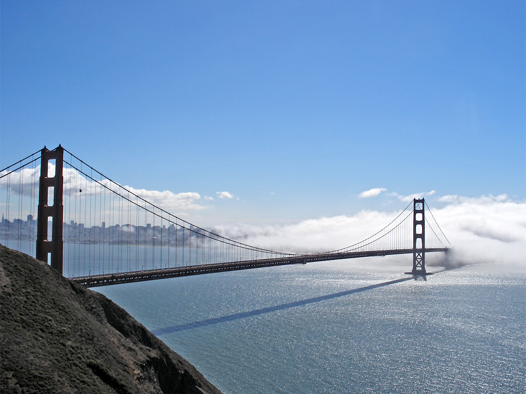 Clearing fog above the Golden Gate Bridge