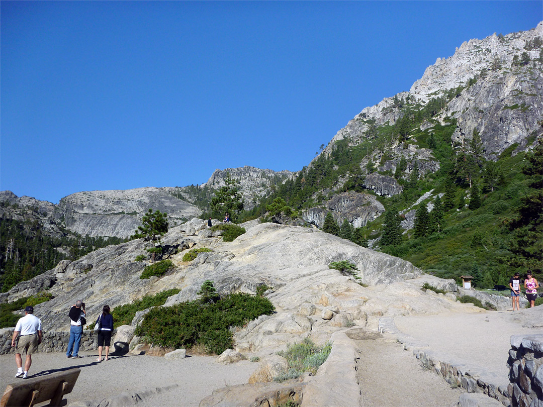 Granite cliffs to the west