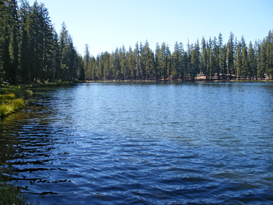 The shallow, blue waters of Lukens Lake