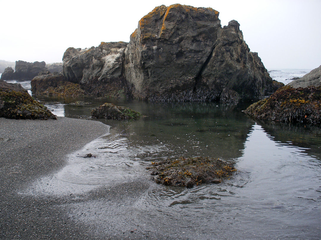 Gray sand beach