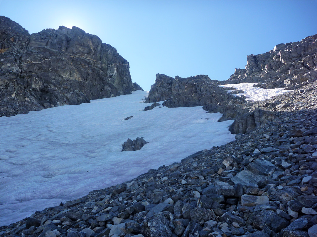 Snowy scree slope