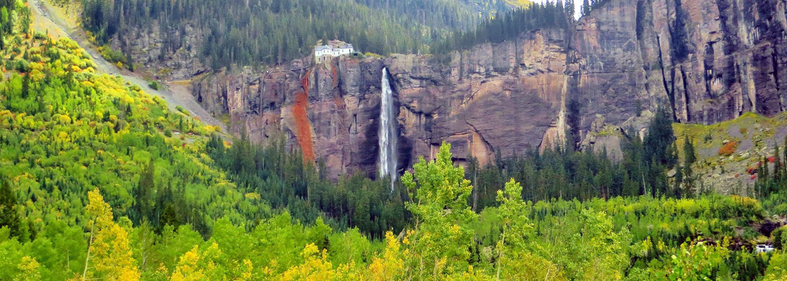 Bridal Veil Falls And Ingram Basin San Juan Mountains Colorado