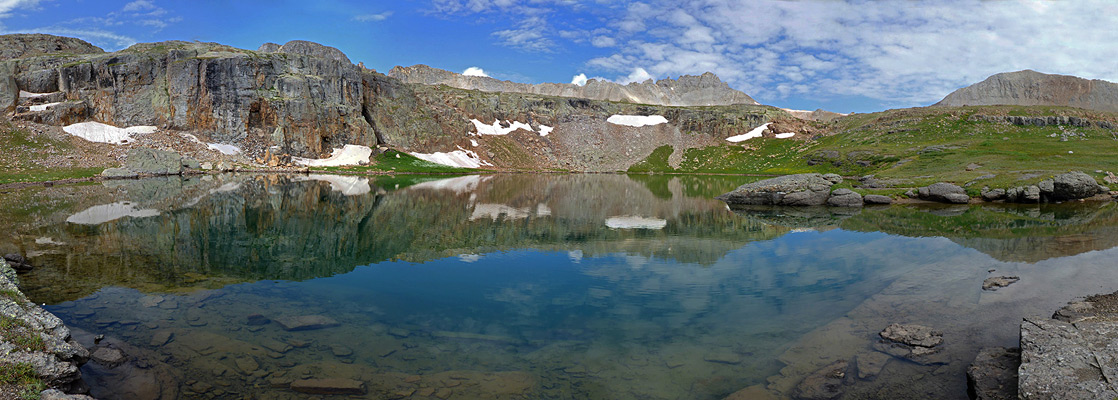 Reflections on the calm water of Bullion King Lake