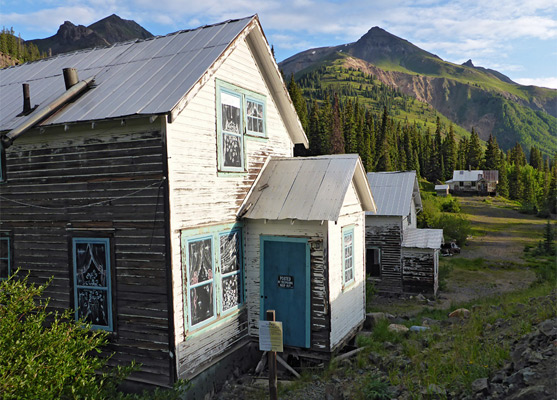 Row of wooden dwellings