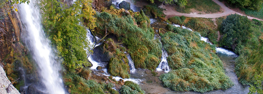 Paths and streams at the base of Rifle Falls