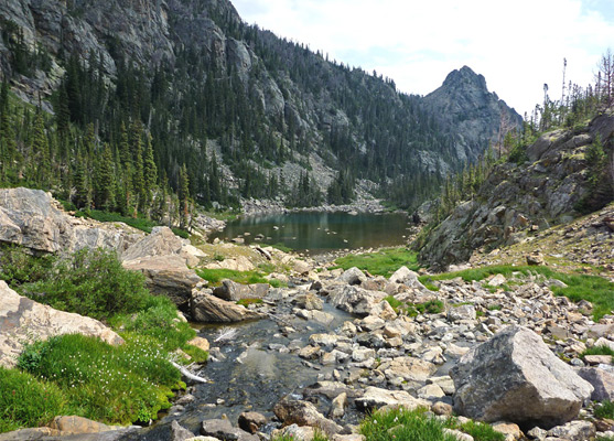 Shallow, glacial stream feeding Tourmaline Lake