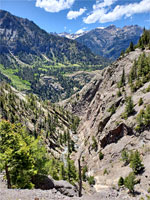 V-shaped ravine