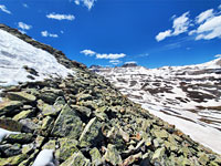 Snow on talus slope