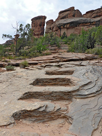 Rock-cut steps leading to the base of the formations