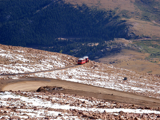 Tram on the Pikes peak cog railway