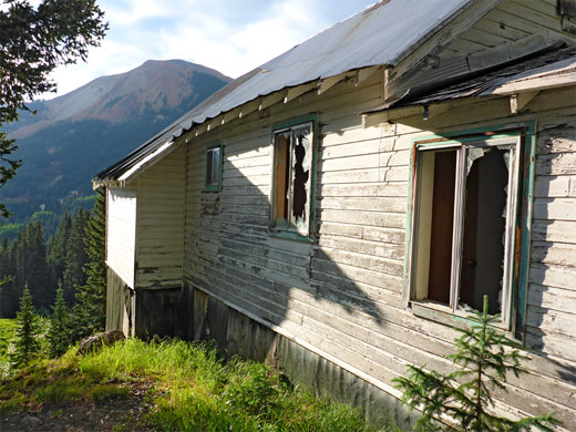 Wall and windows of a wooden miners' house