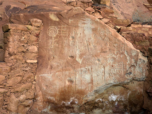 Petroglyph panel beside Step House