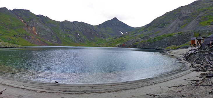 Mine debris along the sandy shoreline of Silver Lake