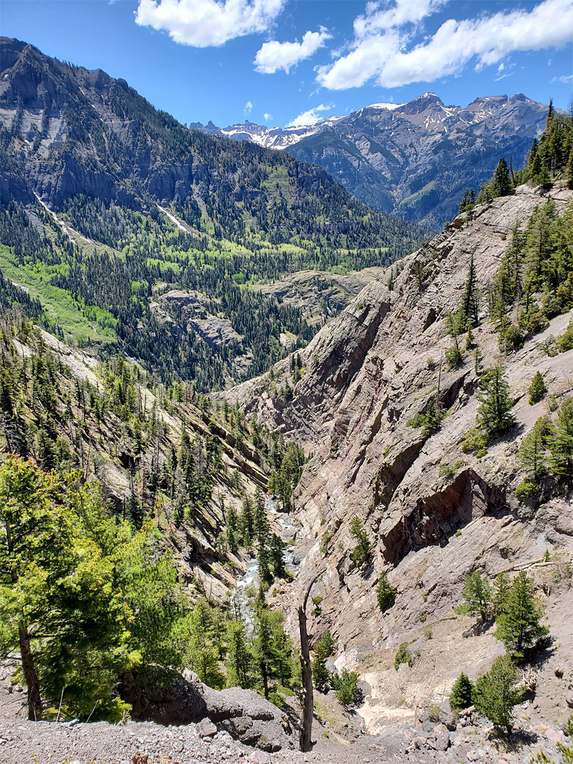 V-shaped ravine