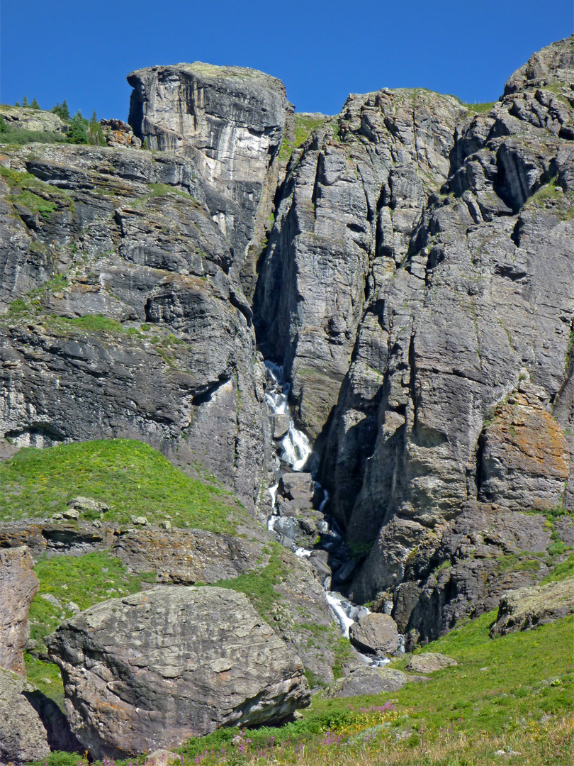 Cliffs and a waterfall