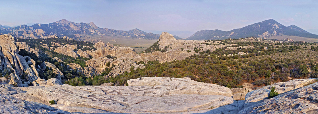 Panorama of the City of Rocks, at sunset