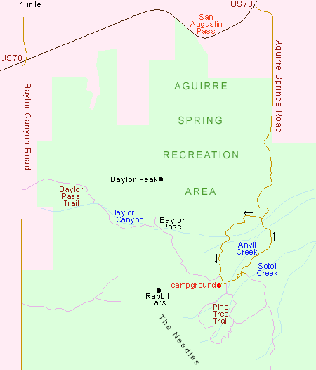 Map of Aguirre Spring Recreation Area