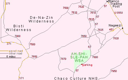Map of Ah-Shi-Sle-Pah Wilderness Study Area